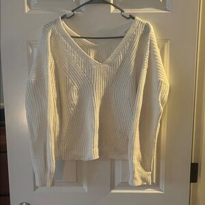 Elegant V-Neck Sweater - Cream